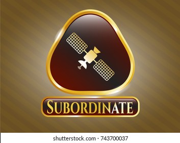  Shiny badge with satelite icon and Subordinate text inside