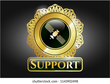  Shiny badge with satelite icon and Support text inside