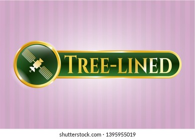  Shiny badge with satelite icon and Tree-lined text inside