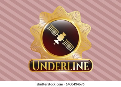  Shiny badge with satelite icon and Underline text inside