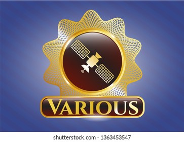  Shiny badge with satelite icon and Various text inside