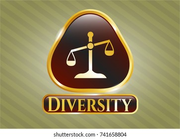  Shiny badge with scale icon and Diversity text inside