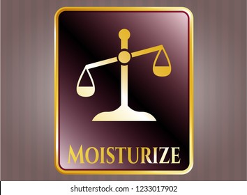  Shiny badge with scale icon and Moisturize text inside