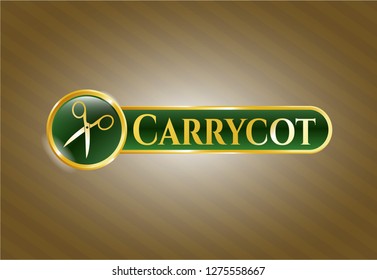  Shiny badge with scissors icon and Carrycot text inside