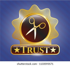  Shiny badge with scissors icon and Trust text inside