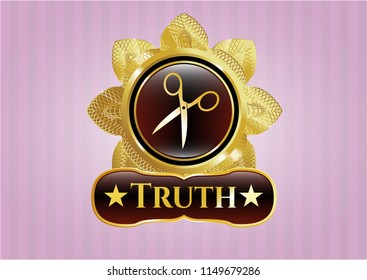  Shiny badge with scissors icon and Truth text inside