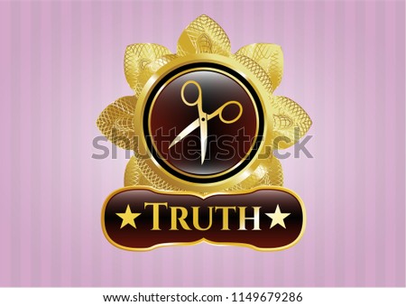  Shiny badge with scissors icon and Truth text inside