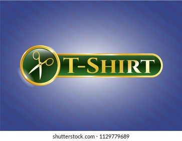  Shiny badge with scissors icon and T-Shirt text inside