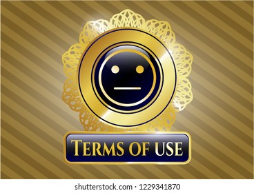  Shiny badge with serious face icon and Terms of use text inside