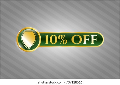  Shiny badge with shield icon and 10% Off text inside