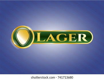  Shiny badge with shield icon and Lager text inside
