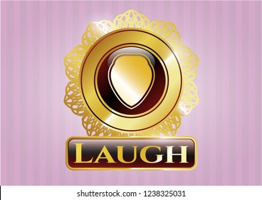  Shiny badge with shield icon and Laugh text inside