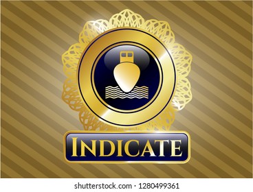  Shiny badge with ship icon and Indicate text inside