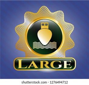  Shiny badge with ship icon and Large text inside