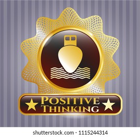  Shiny badge with ship icon and Positive Thinking text inside