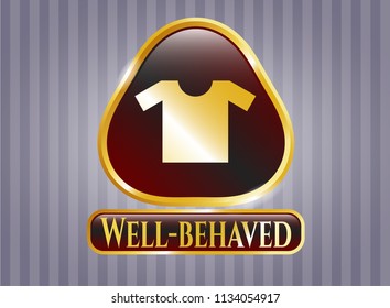  Shiny badge with shirt icon and Well-behaved text inside