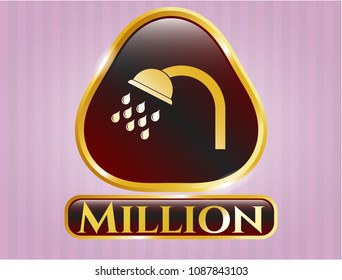   Shiny badge with shower icon and Million text inside