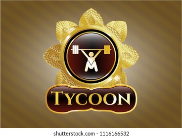  Shiny badge with snatch, weightlifting icon and Tycoon text inside