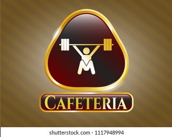  Shiny badge with snatch, weightlifting icon and Cafeteria text inside