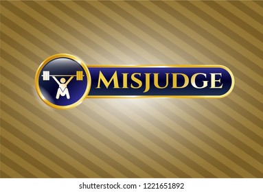  Shiny badge with snatch, weightlifting icon and Misjudge text inside