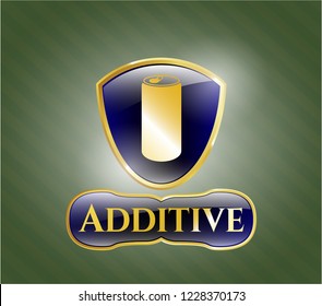  Shiny badge with soda can icon and Additive text inside