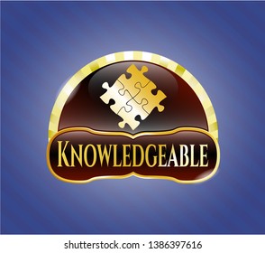  Shiny badge with solution icon and Knowledgeable text inside