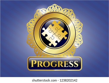  Shiny badge with solution icon and Progress text inside