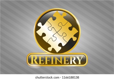  Shiny badge with solution icon and Refinery text inside