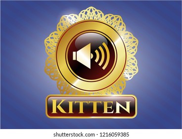  Shiny badge with sound icon and Kitten text inside