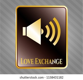  Shiny badge with sound icon and Love Exchange text inside