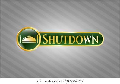  Shiny badge with special food icon and Shutdown text inside