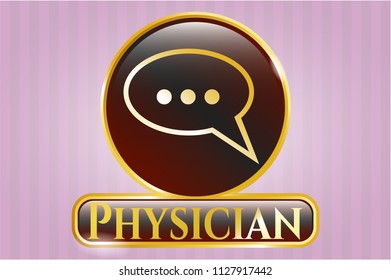  Shiny badge with speech bubble icon and Physician text inside