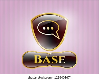  Shiny badge with speech bubble icon and Base text inside