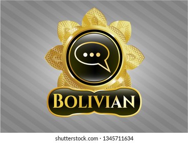  Shiny badge with speech bubble icon and Bolivian text inside