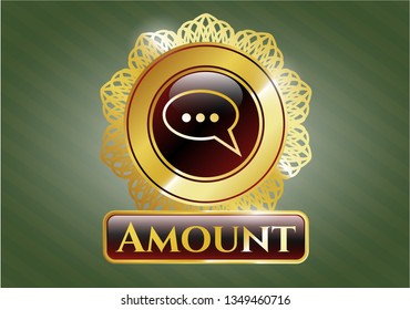  Shiny badge with speech bubble icon and Amount text inside