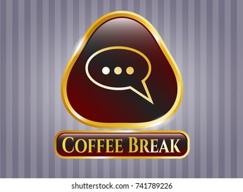  Shiny badge with speech bubble icon and Coffee Break text inside
