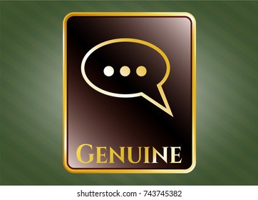  Shiny badge with speech bubble icon and Genuine text inside