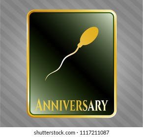  Shiny badge with sperm icon and Anniversary text inside