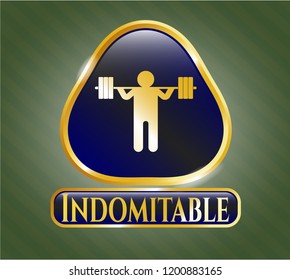  Shiny badge with squat icon and Indomitable text inside