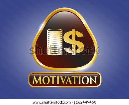  Shiny badge with stack of coins icon and Motivation text inside