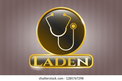  Shiny badge with stethoscope icon and Laden text inside