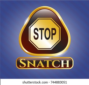  Shiny badge with stop icon and Snatch text inside