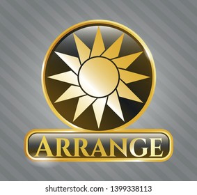  Shiny badge with sun icon and Arrange  text inside