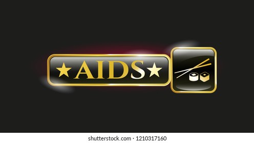  Shiny badge with sushi icon and AIDS text inside