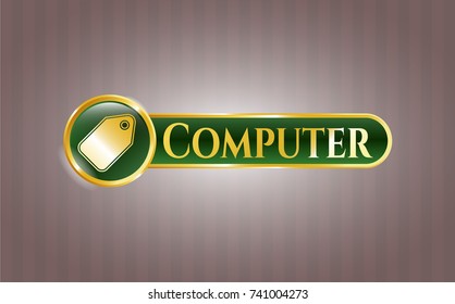  Shiny badge with tag icon and Computer text inside