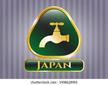Shiny badge with tap icon and Japan text inside