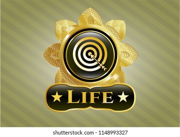  Shiny badge with target, business icon and Life text inside