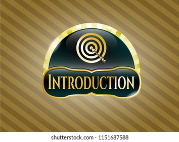  Shiny badge with target, business icon and Introduction text inside