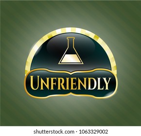  Shiny badge with test tube icon and Unfriendly text inside