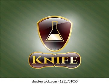  Shiny badge with test tube icon and Knife text inside